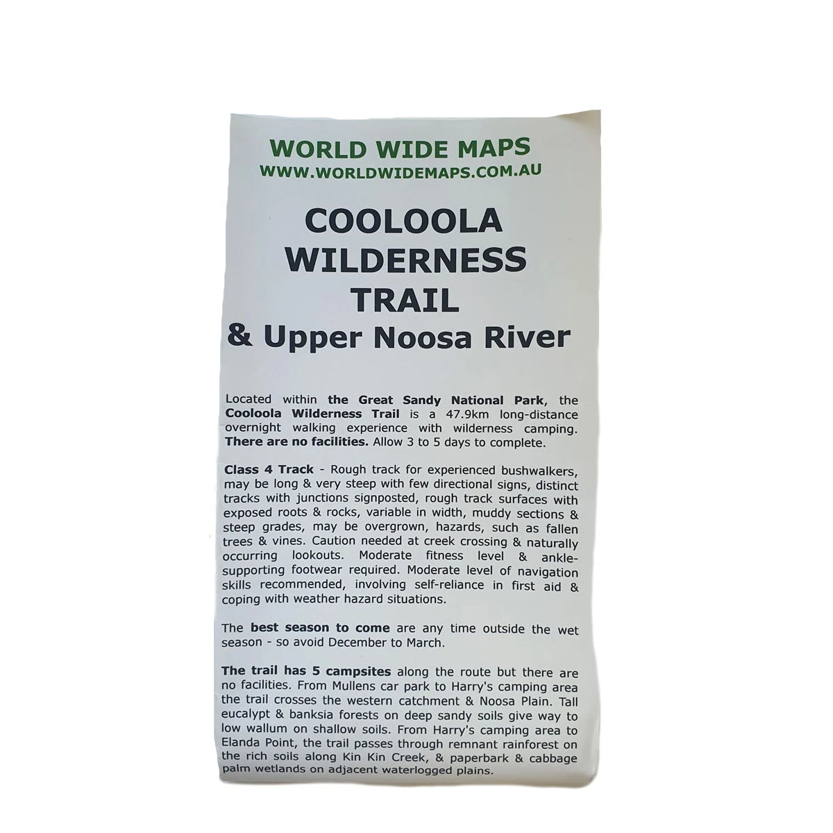 World Wide Maps Cooloola Wilderness Trail Map 3 World Wide Maps Cooloola Wilderness Trail Map