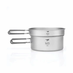 Keith 2 Piece Titanium Pot And Pan Cook Set - 180x81mm