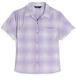 Outdoor Research Astroman Womens Short Sleeve Sun Shirt -Outdoor Research Store Outdoor Research Womens Astroman SS Shirt Lavander Plaid