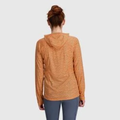 Outdoor Research Echo Printed Womens Hooded Top -Outdoor Research Store Outdoor Research womens Echo Printed Hoodie Orange Fizz Squiggle 02