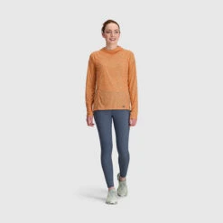 Outdoor Research Echo Printed Womens Hooded Top -Outdoor Research Store Outdoor Research womens Echo Printed Hoodie Orange Fizz Squiggle 04