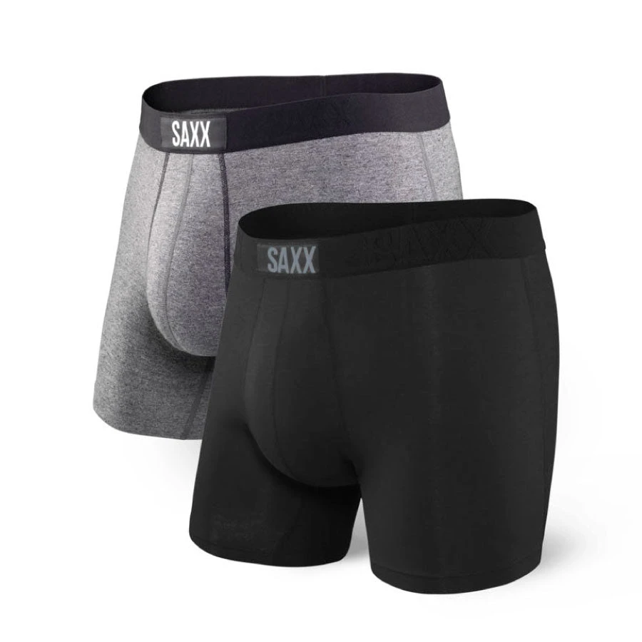 SAXX Vibe Mens Boxer Brief 2 Pack - Black/Grey 3 SAXX Vibe Mens Boxer Brief 2 Pack - Black/Grey