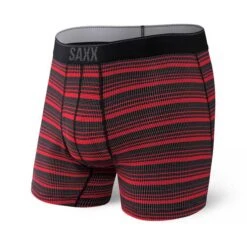 SAXX Quest Quick Dry Mesh Boxer Fly Brief - Red Sunrise Stripe