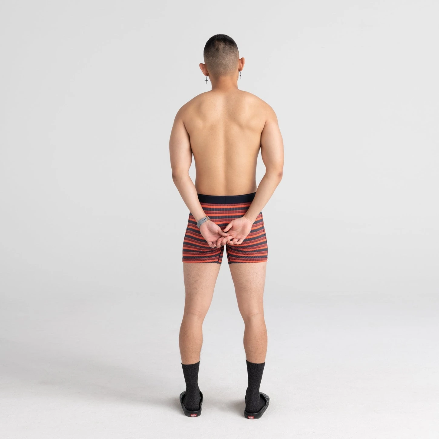 SAXX Quest Quick Dry Mesh Boxer Fly Brief - Red Solar Stripe 6 SAXX Quest Quick Dry Mesh Boxer Fly Brief - Red Solar Stripe - Image 4