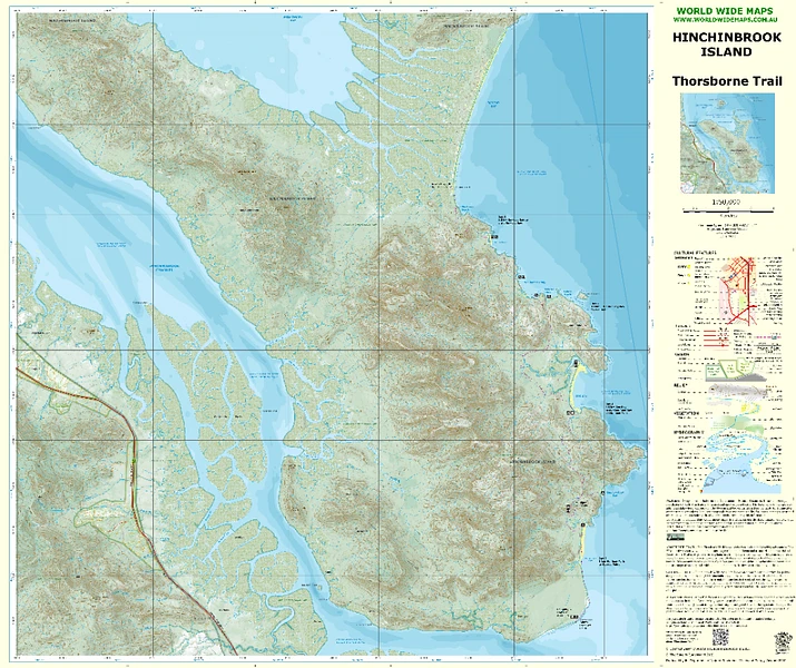 World Wide Maps Hinchinbrook Island - Thorsborne Trail Map - 50k Scale 3 World Wide Maps Hinchinbrook Island - Thorsborne Trail Map - 50k Scale