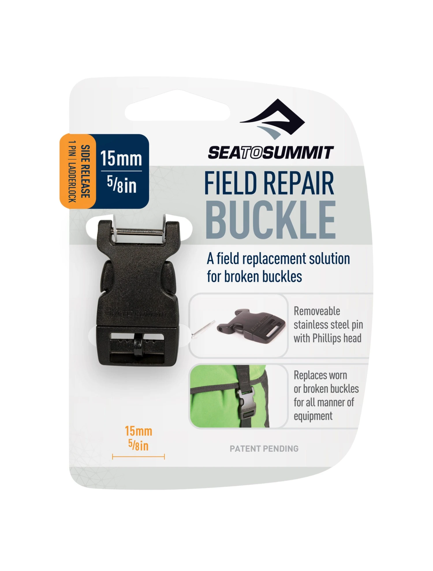 Sea To Summit 1 Pin S-Release Field Repair Buckle - 15mm 3 Sea To Summit 1 Pin S-Release Field Repair Buckle - 15mm